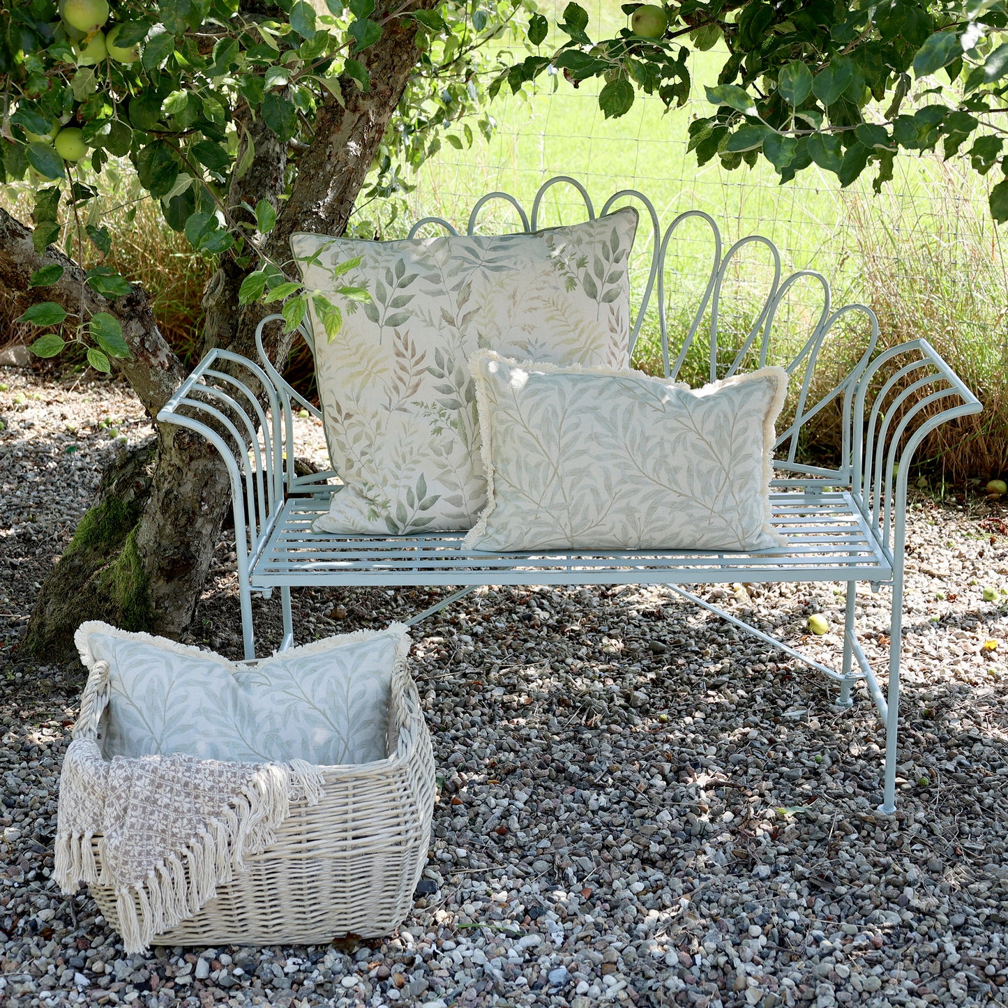 Sky Blue Foldable Iron Garden Bench