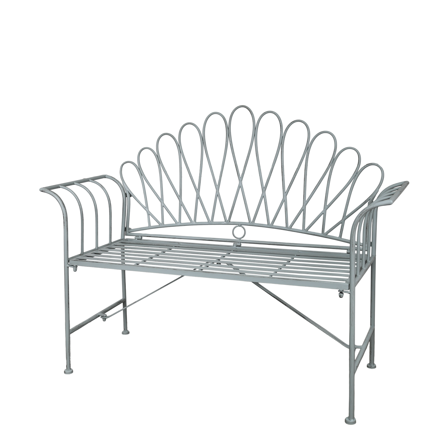 Sky Blue Foldable Iron Garden Bench