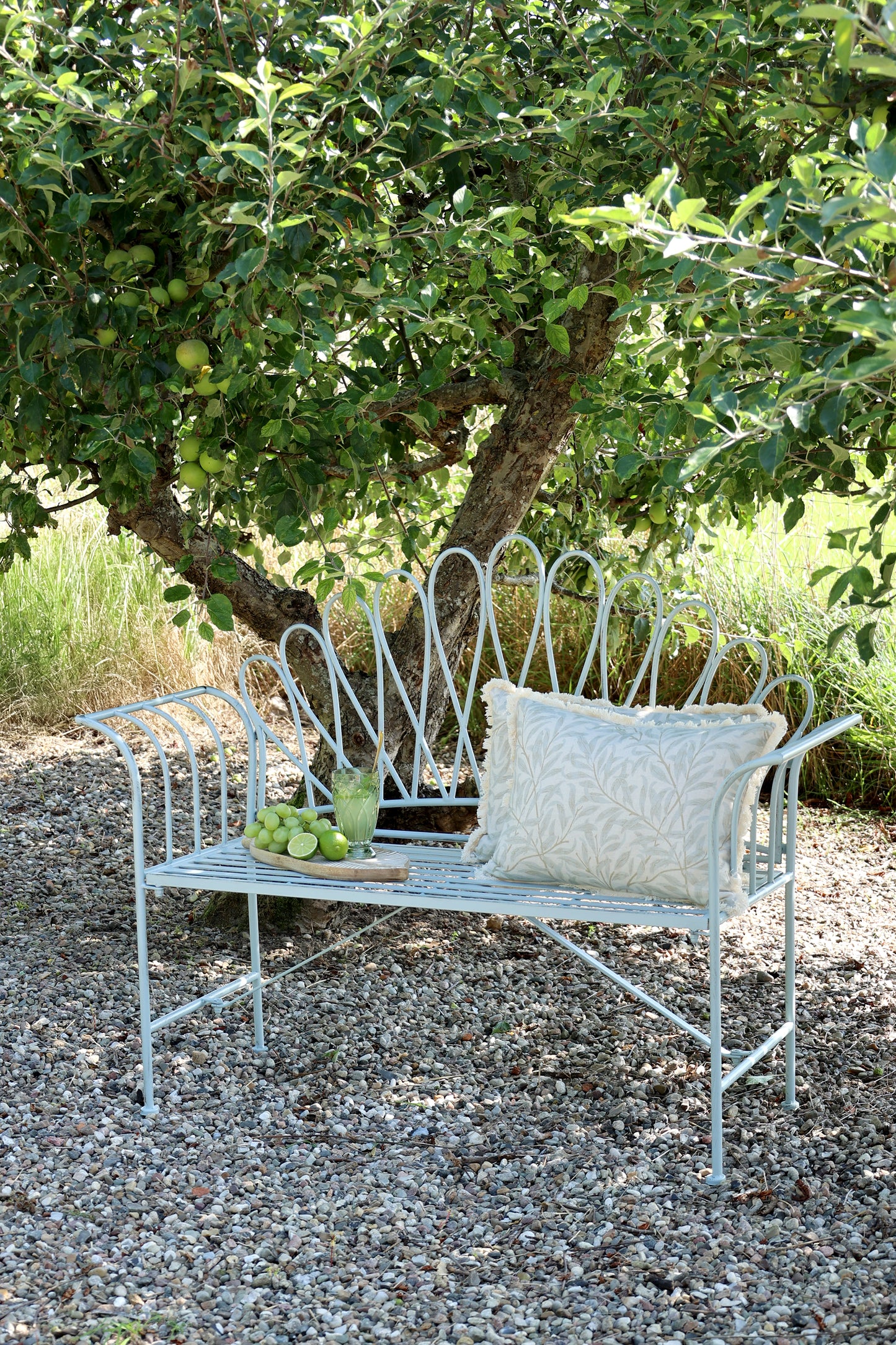 Sky Blue Foldable Iron Garden Bench