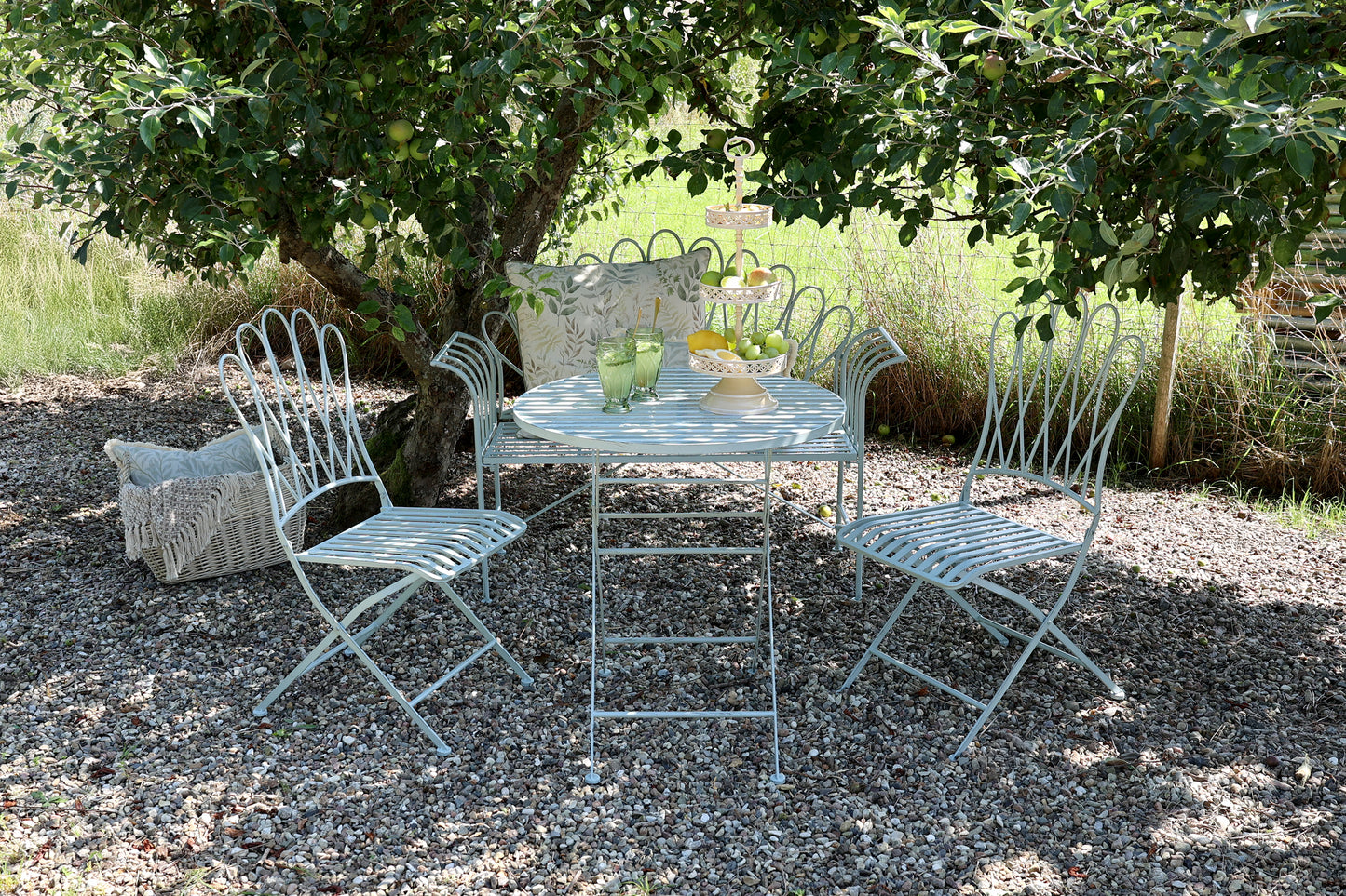 Sky Blue Foldable Iron Garden Bench