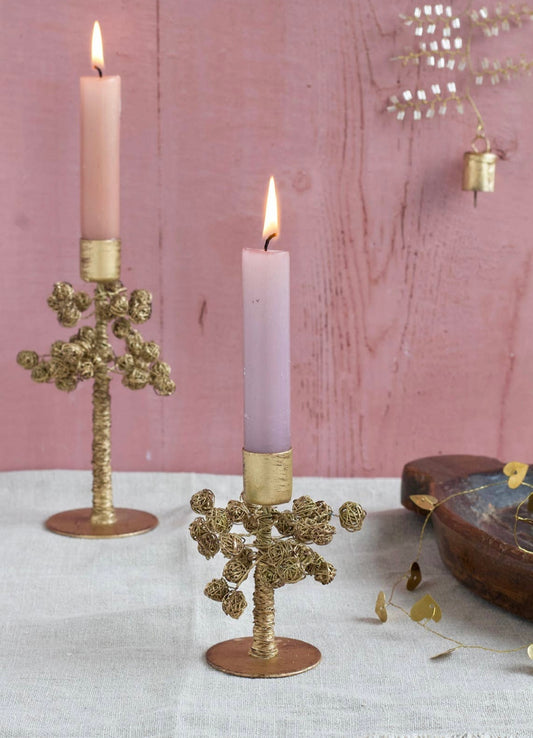 Handmade Brass Blossom Candle Holders - Two Sizes