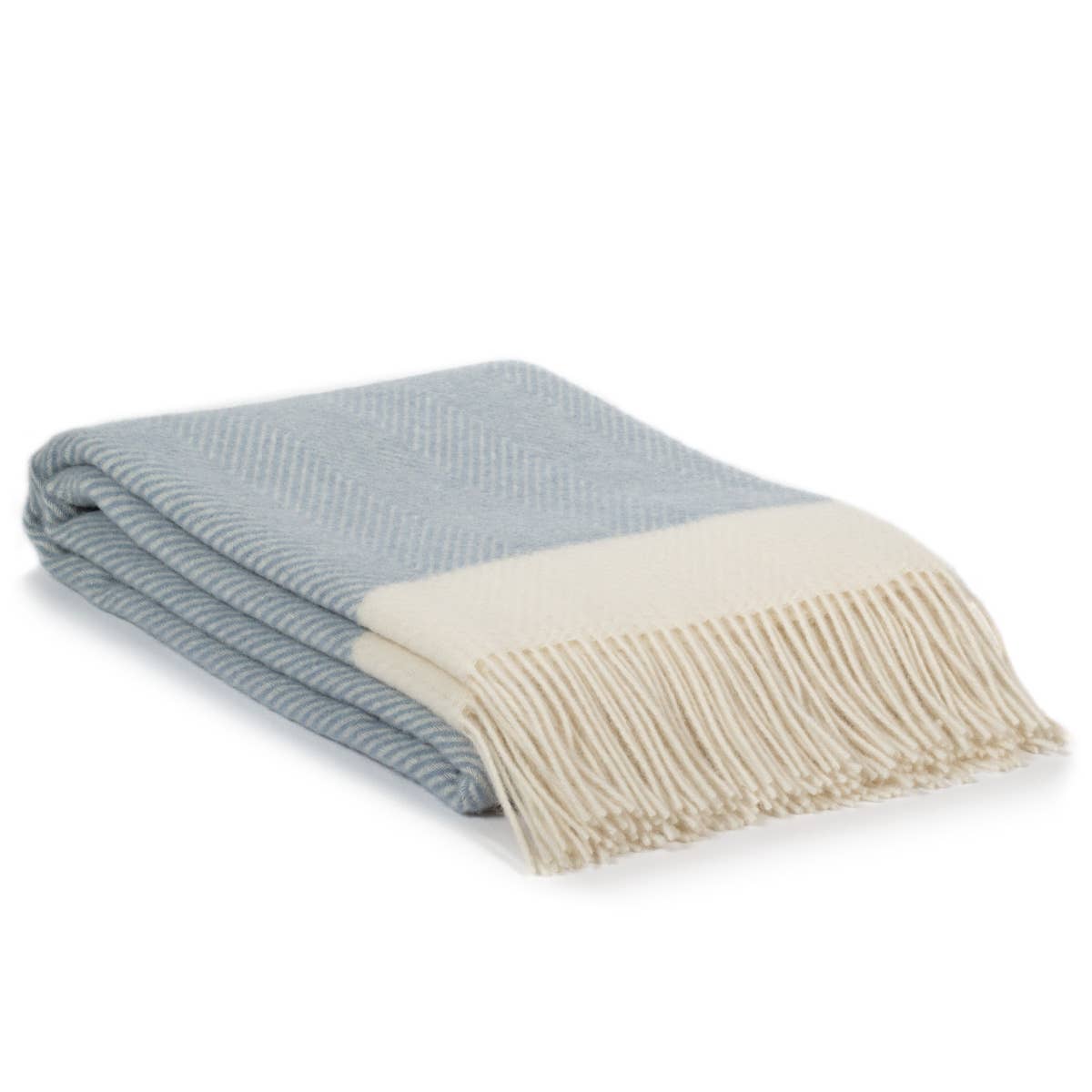 Wool Throw Blanket - Powder Blue