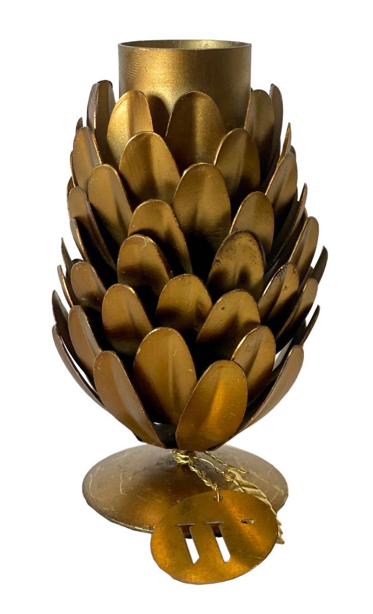 Handmade Brass Pine Cone Candle Holder