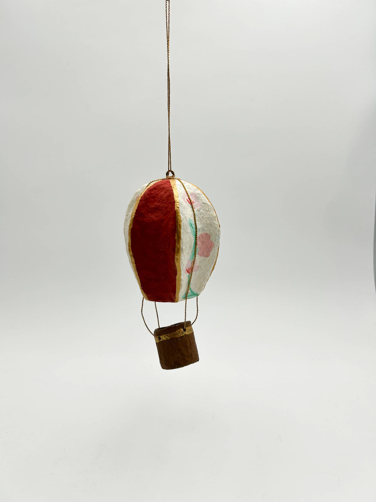 Hanging Christmas Hot Air Balloon — Garnet & White