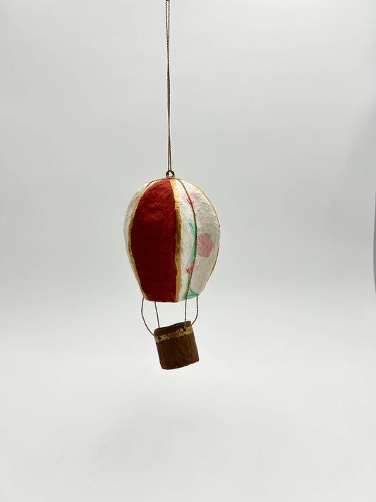 Hanging Christmas Hot Air Balloon — Garnet & White