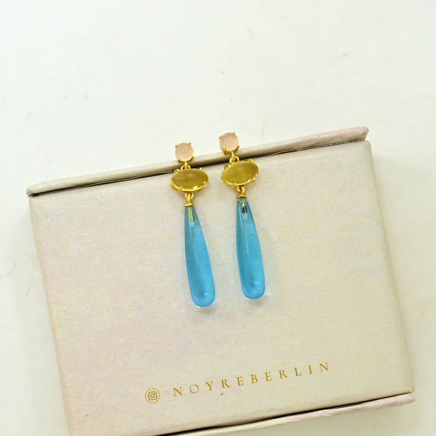 Jana Earrings - Blue Topaz & Citrine
