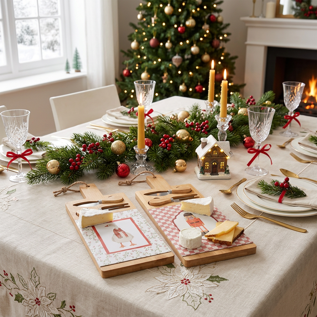 Christmas Cheese Board & Knife Set - 3 Designs