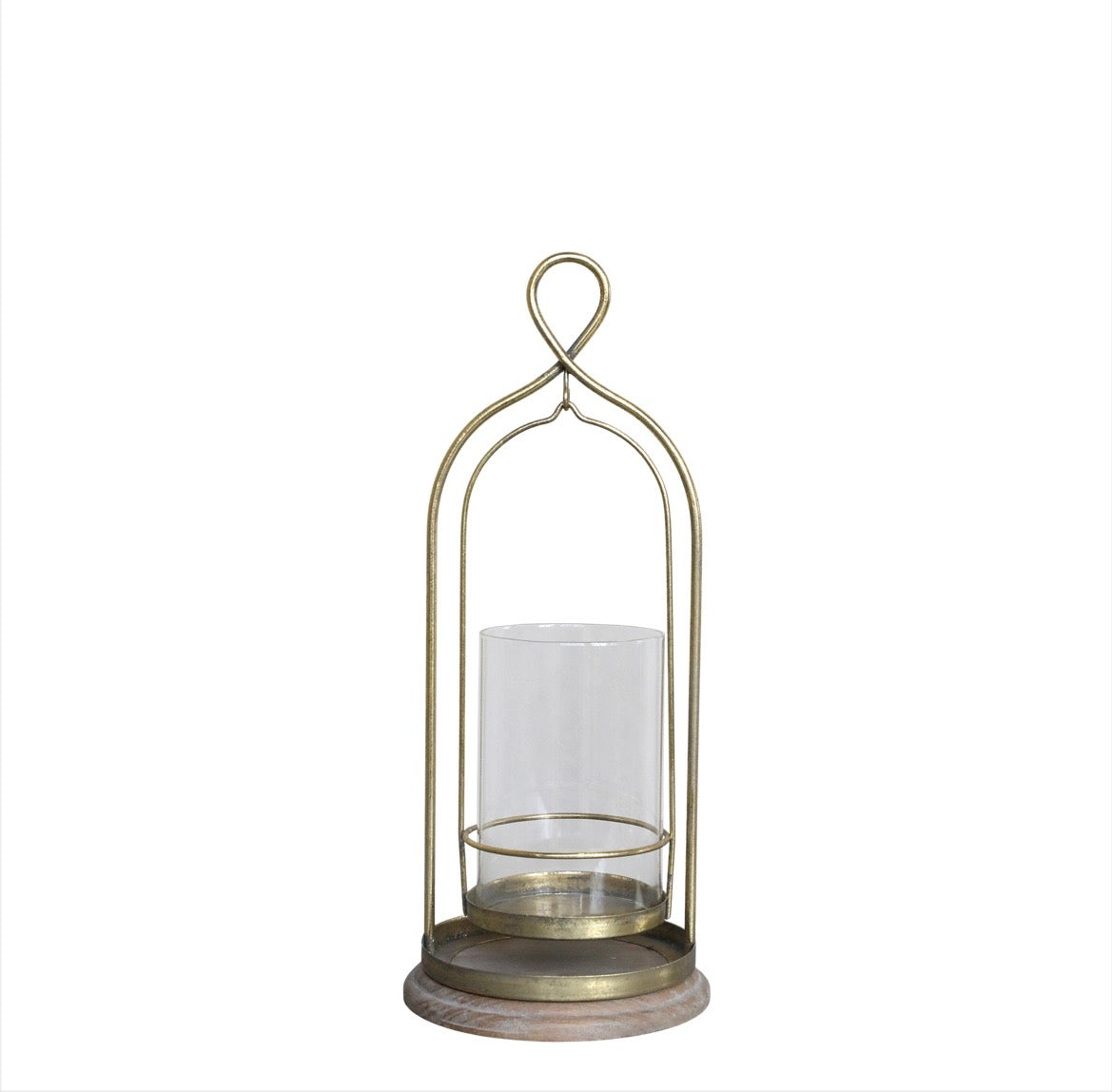 Antique Brass & Glass Candle Holder