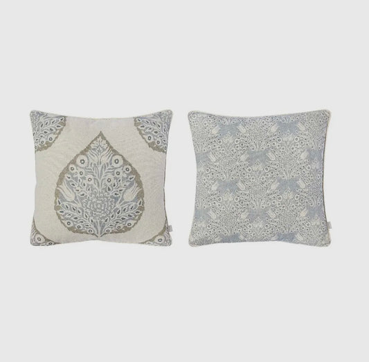 Soft Cotton Cushion Covers - Blue Leaf
