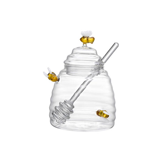 Glass Bee Honey Jar with Dipper – 500ml
