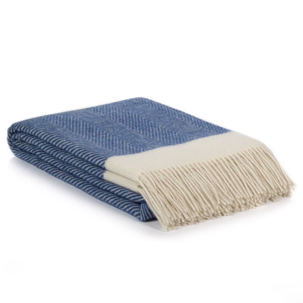 Wool Throw Blanket - Blue