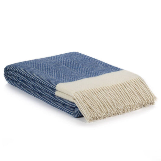 Wool Throw Blanket - Blue