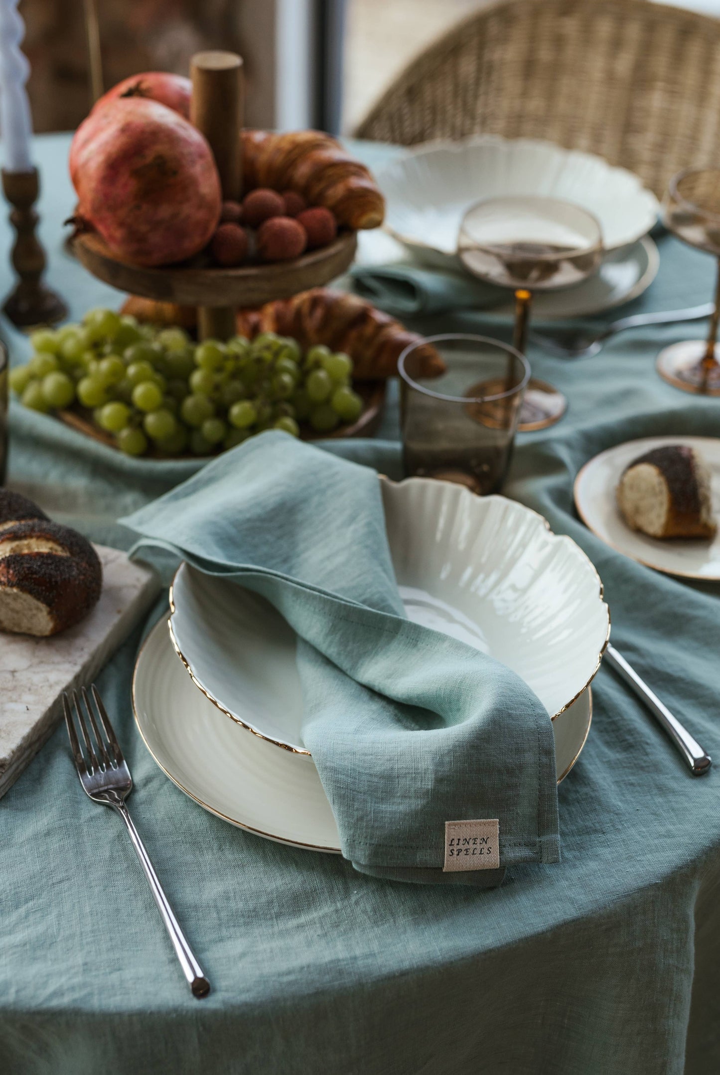 Ocean Mint Linen Napkin - Set Of 2