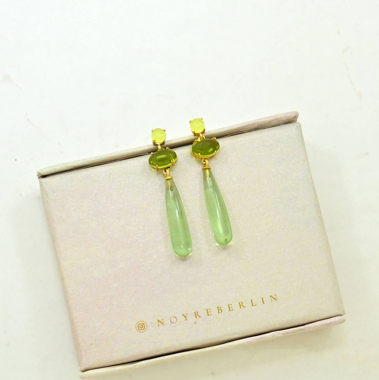 Jana Earrings – Green Amethyst & Jade