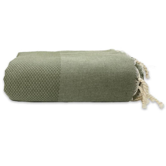 Olive Green Honeycomb Throw / Bed Cover