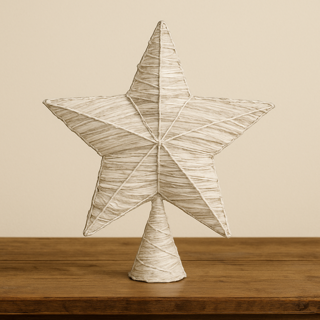 White & Natural Rope LED Star Tree Topper