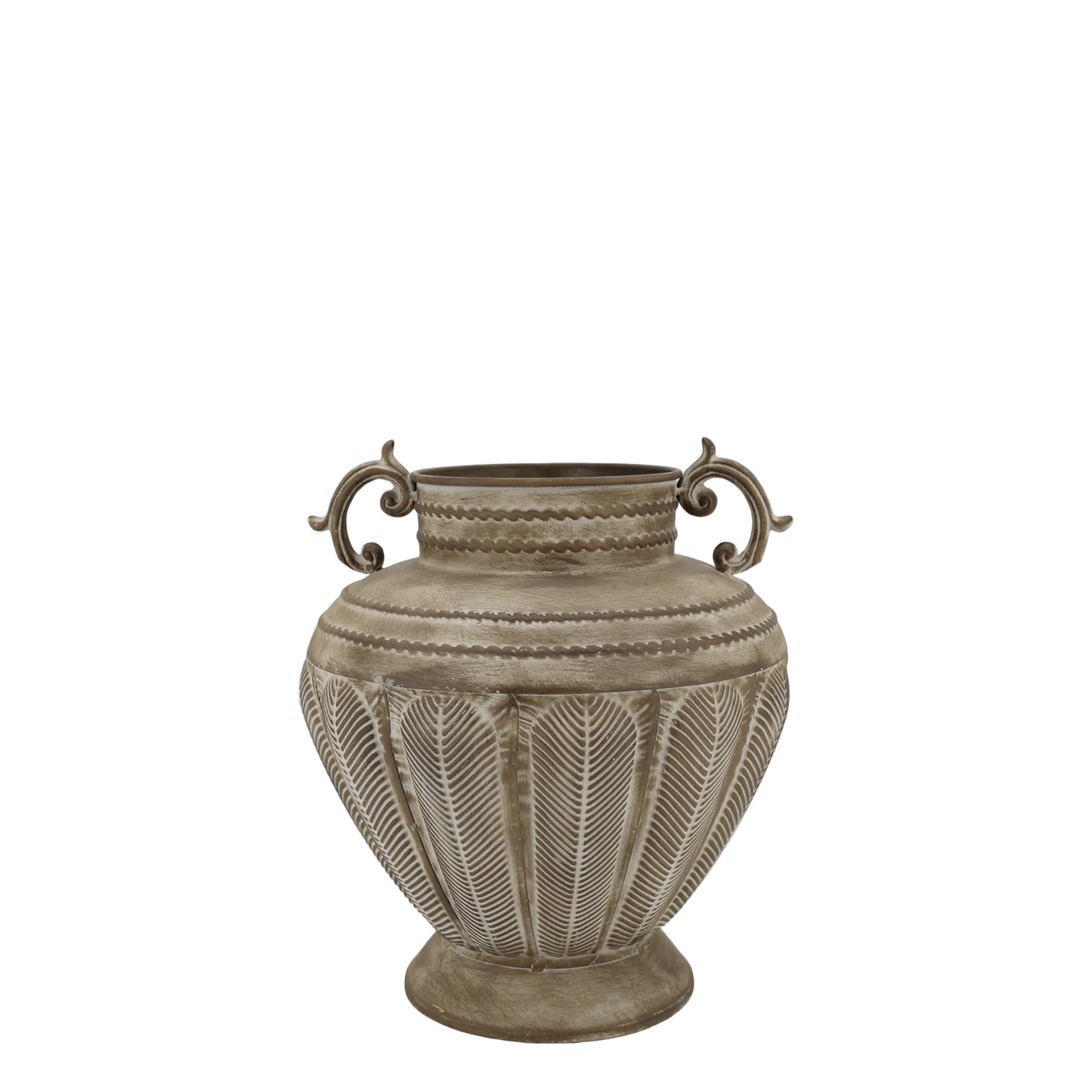 Metal Urn Vase in Antique Mocca