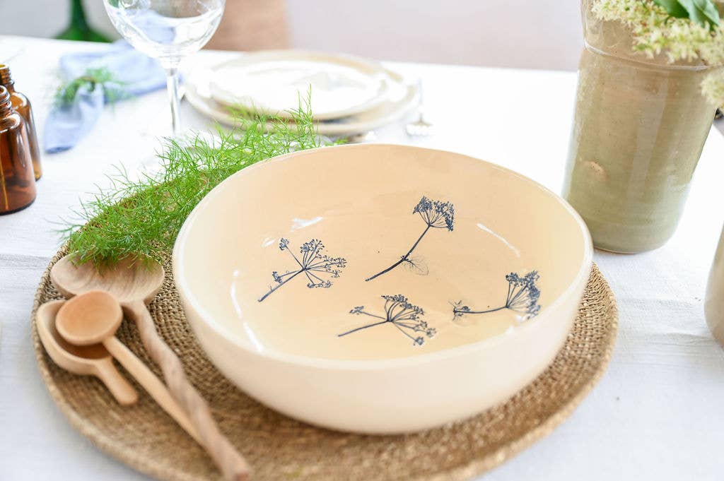 Handmade Botanical Serving Bowl