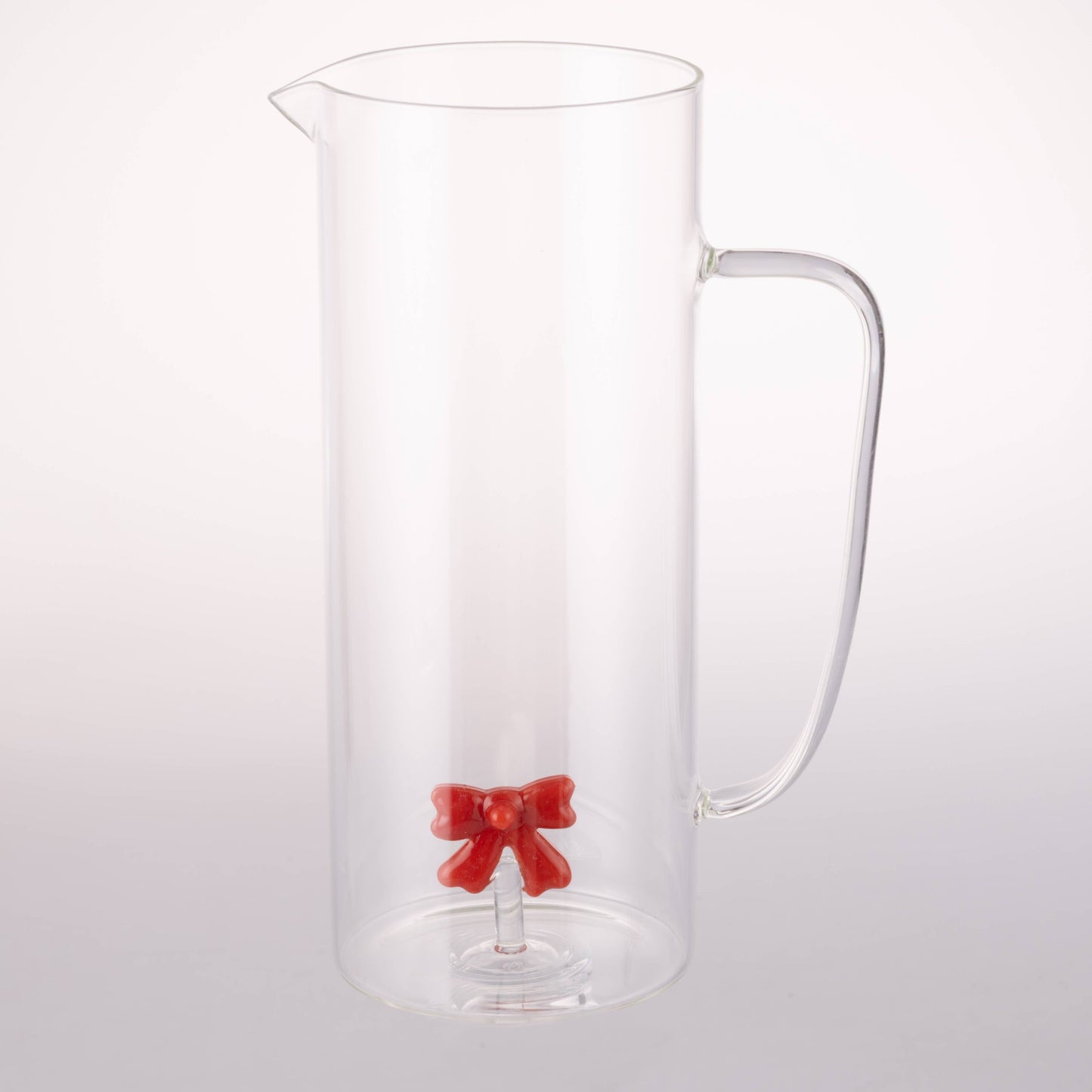 Glass Serving Jug & Mug With Suspended Red Bow