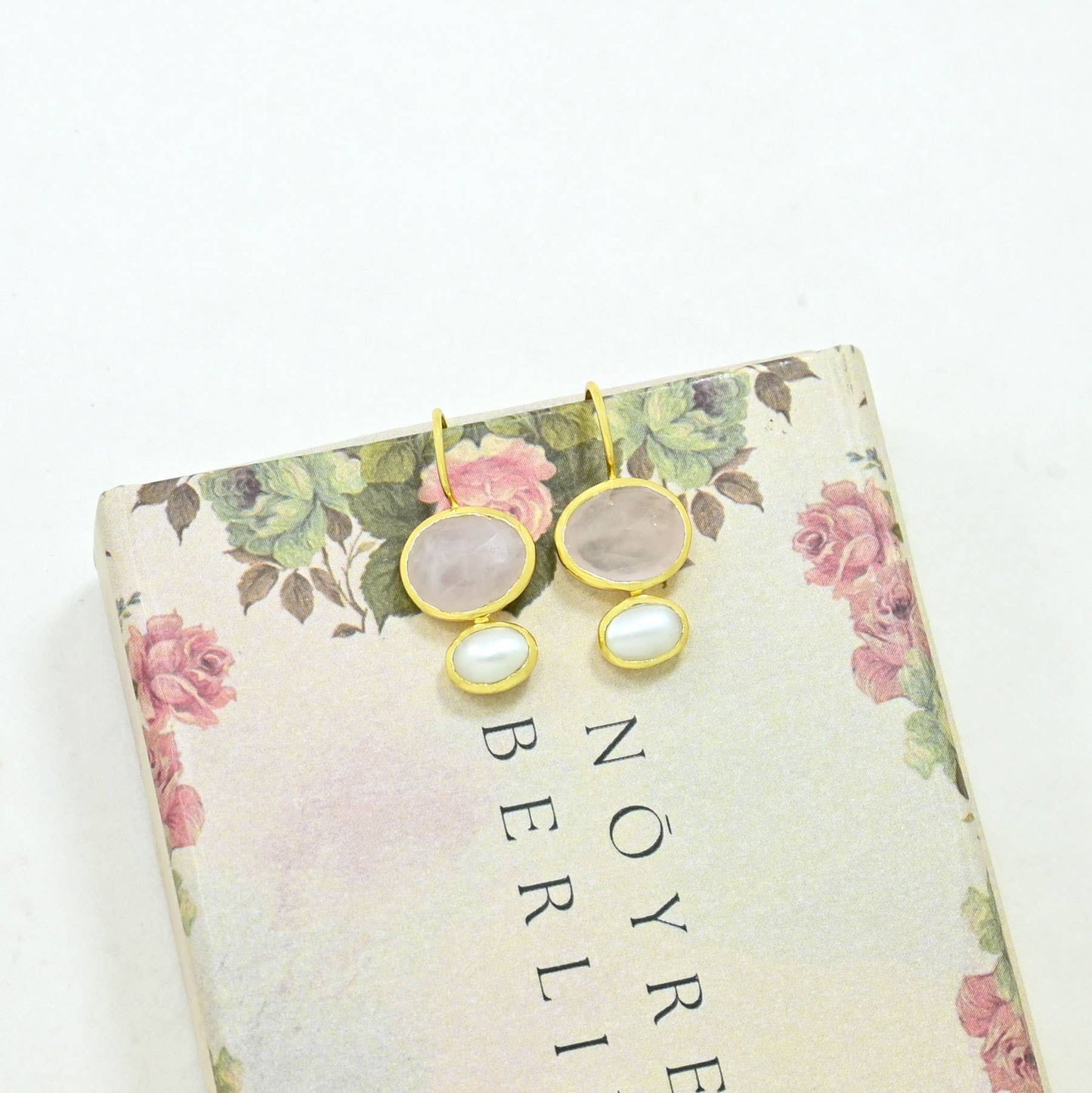 Primrose Earrings - Rose Quartz & Pearl