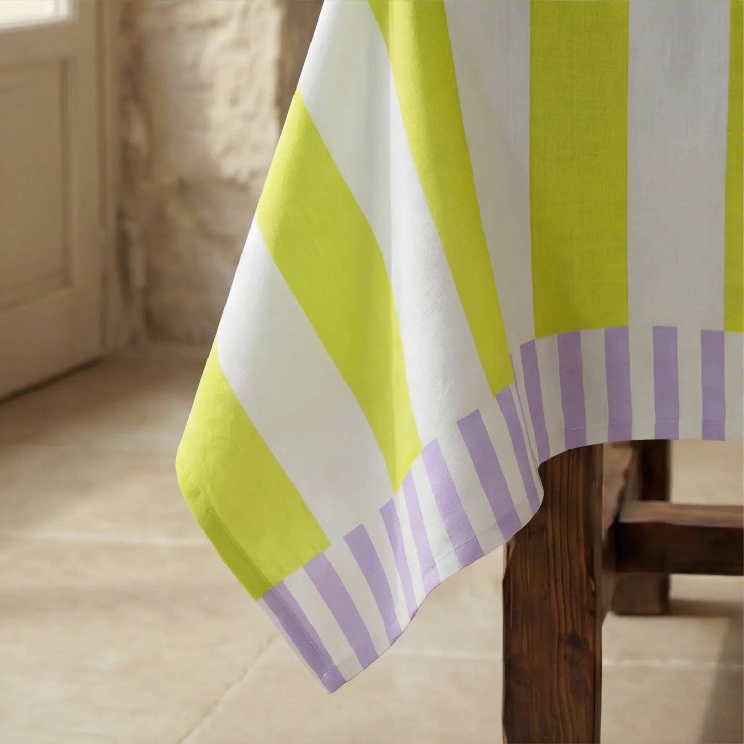Capri Stripe Organic Cotton Stain Resistant Tablecloth