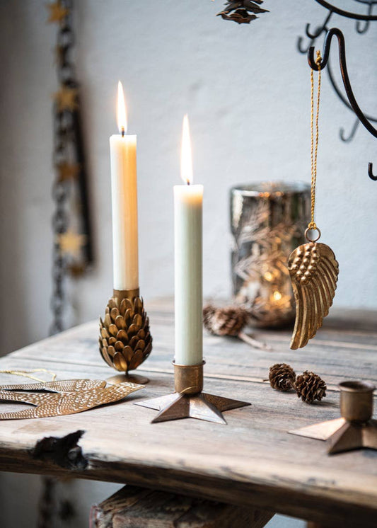 Handmade Brass-Coloured Star Candle Holder