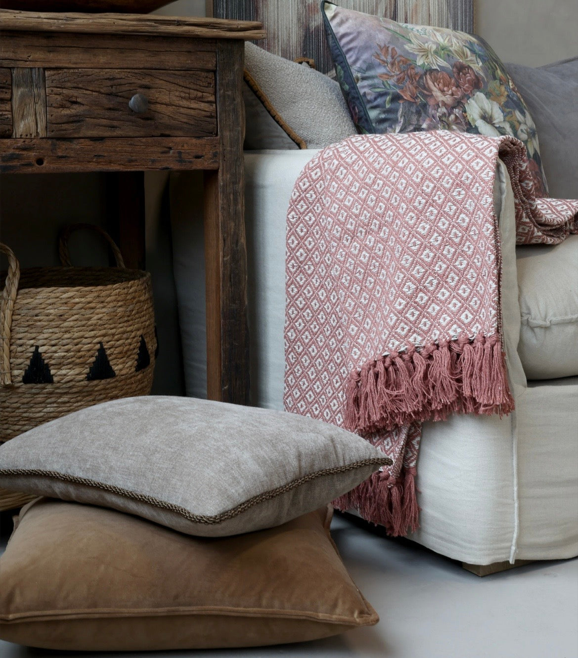 Cotton Throw in Terracotta