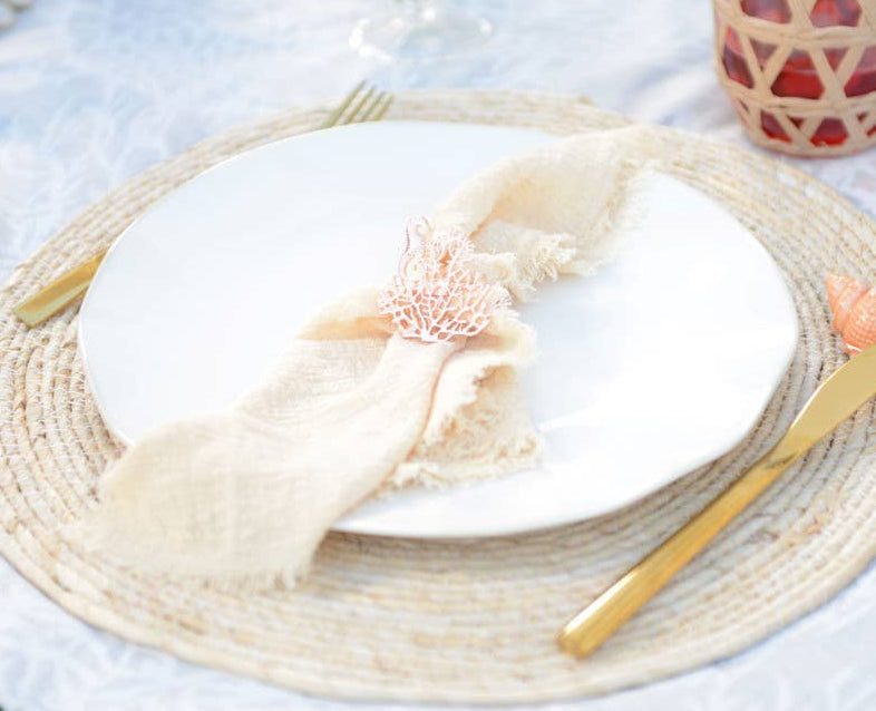 Rose Gold Coral Napkin Rings