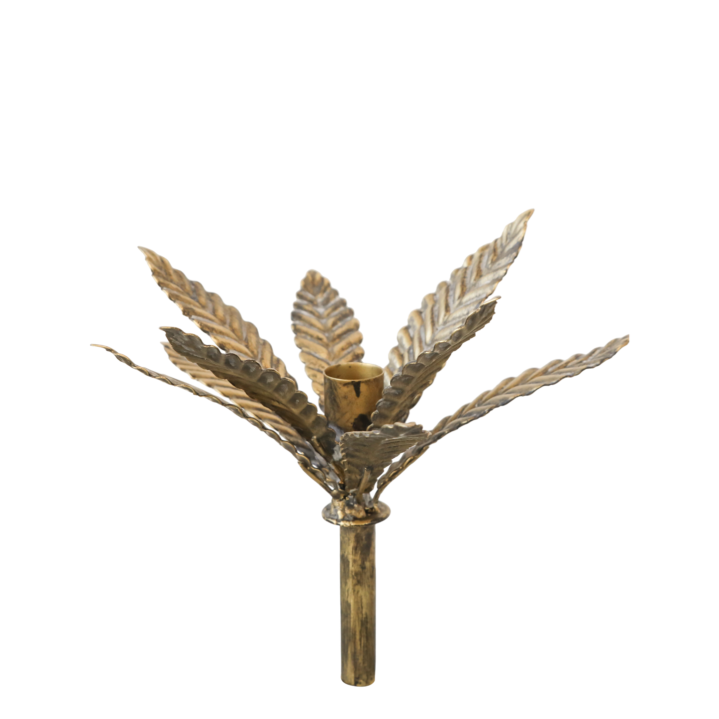 Antique Brass Leaf Bottle Candle Holder