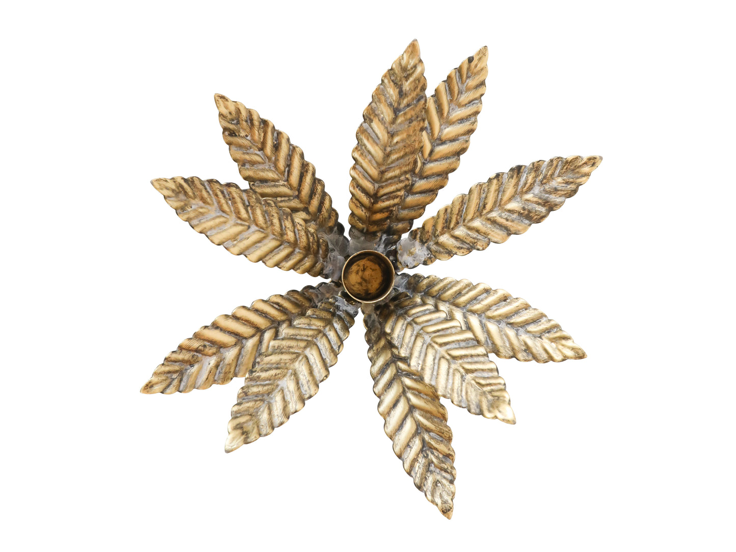 Antique Brass Leaf Bottle Candle Holder