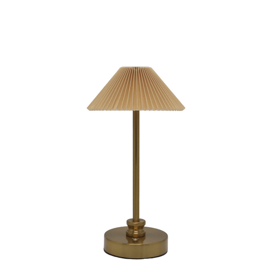 Rechargeable Brass LED Table Lamp – Latte Shade