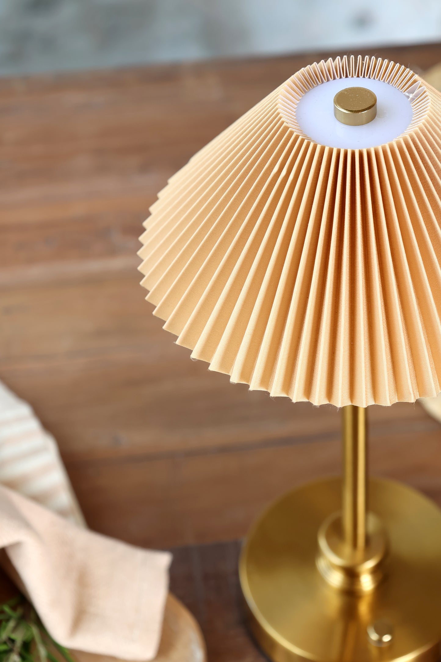 Rechargeable Brass LED Table Lamp – Latte Shade