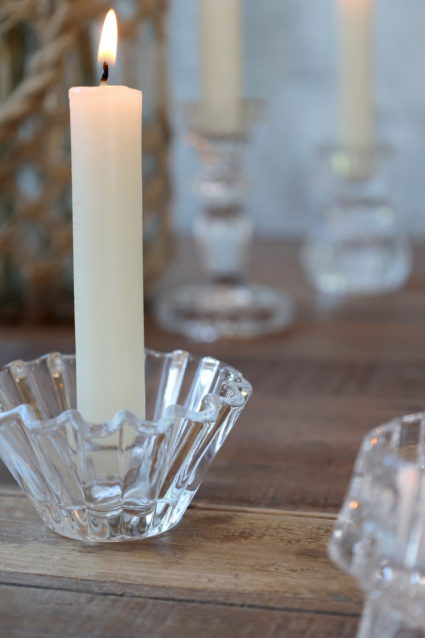 Scalloped Glass Taper Holder