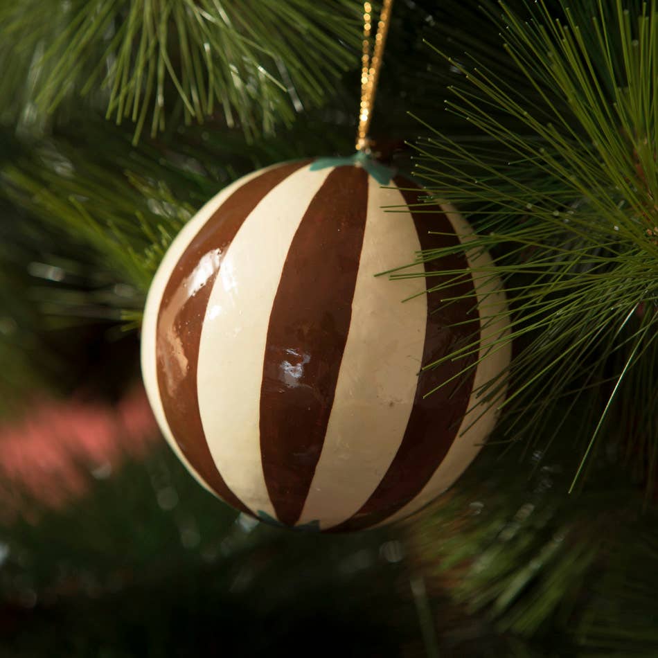 Hand-Painted Papier-Mâché Baubles – Set of 4