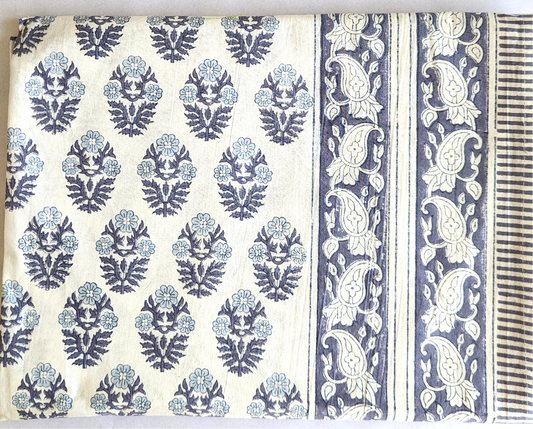 Pia  Rectangular White/Blue Tablecloth