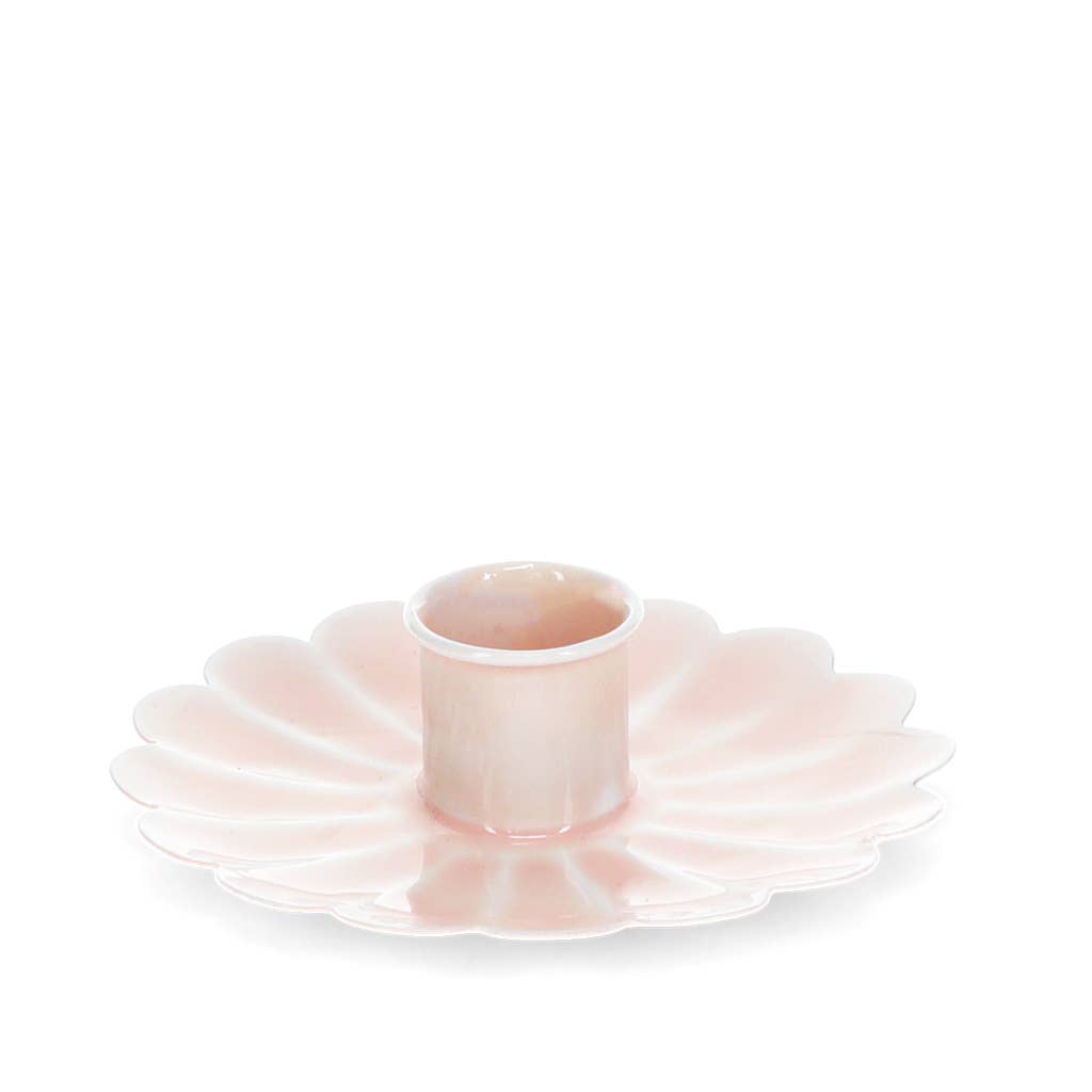 Enamel Pink Petal Candle Holder