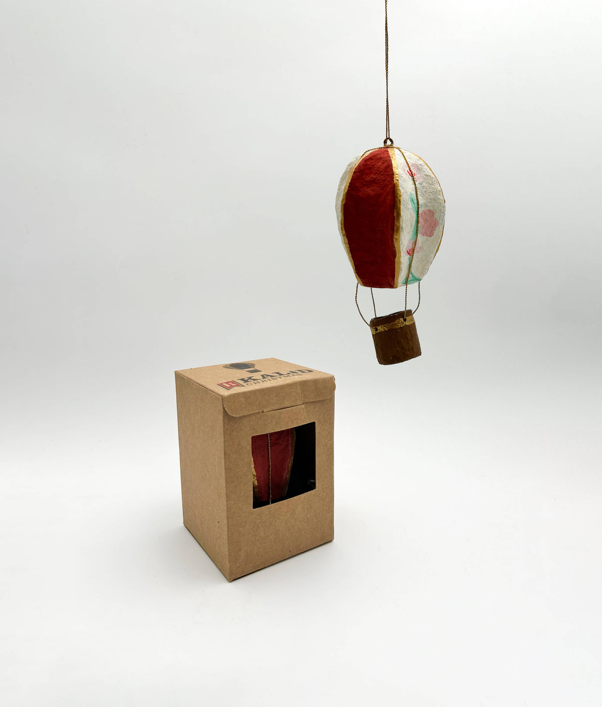 Hanging Christmas Hot Air Balloon — Garnet & White