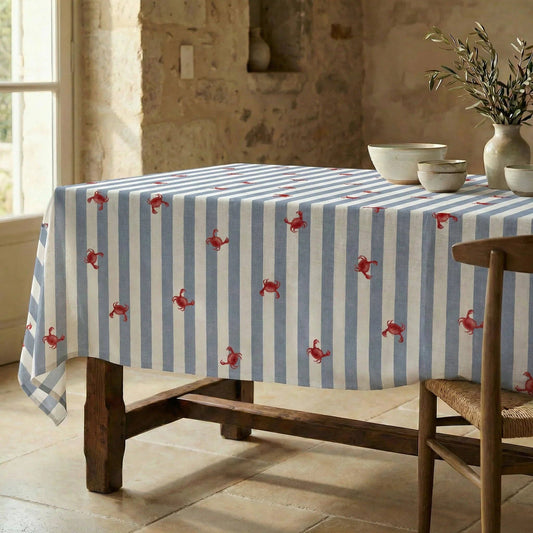 Harbour Crab Waterproof Organic Cotton Tablecloth – 250 x 155 cm