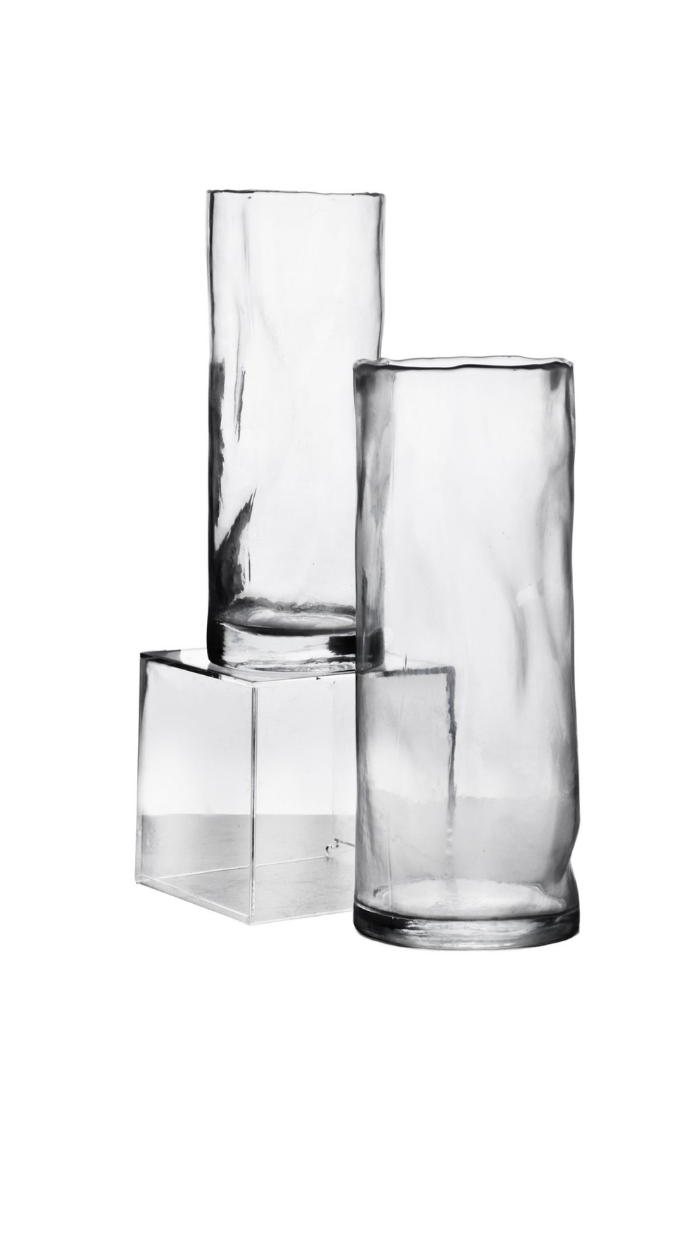 Tall Sculpted Glass Vase