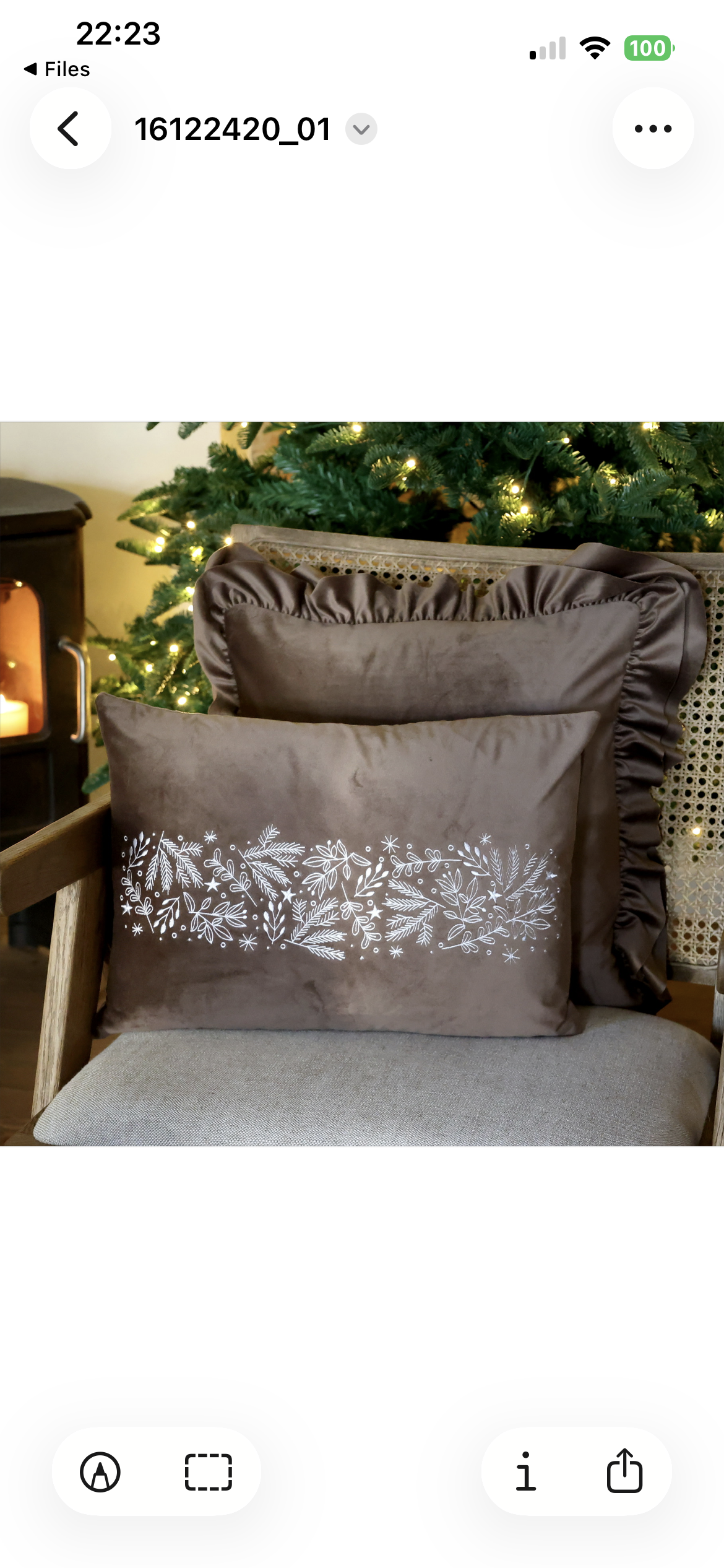 Embroidered Velvet Christmas Cushion – Mocca