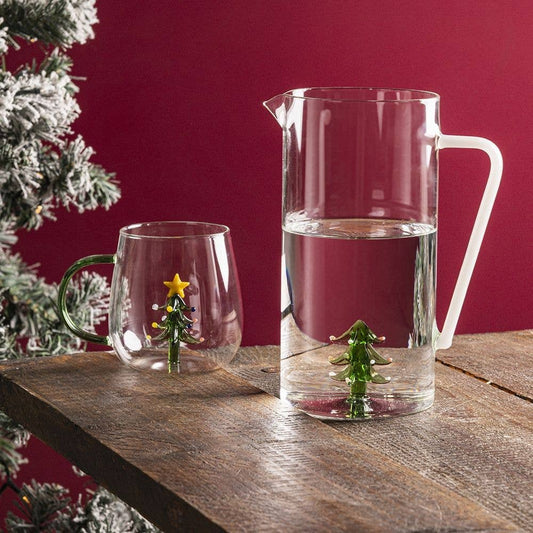 Borosilicate Glass Jug & Mug — Christmas Tree