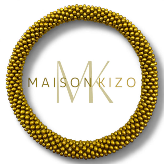 Nepalese Handmade Beaded Bracelet - Mustard