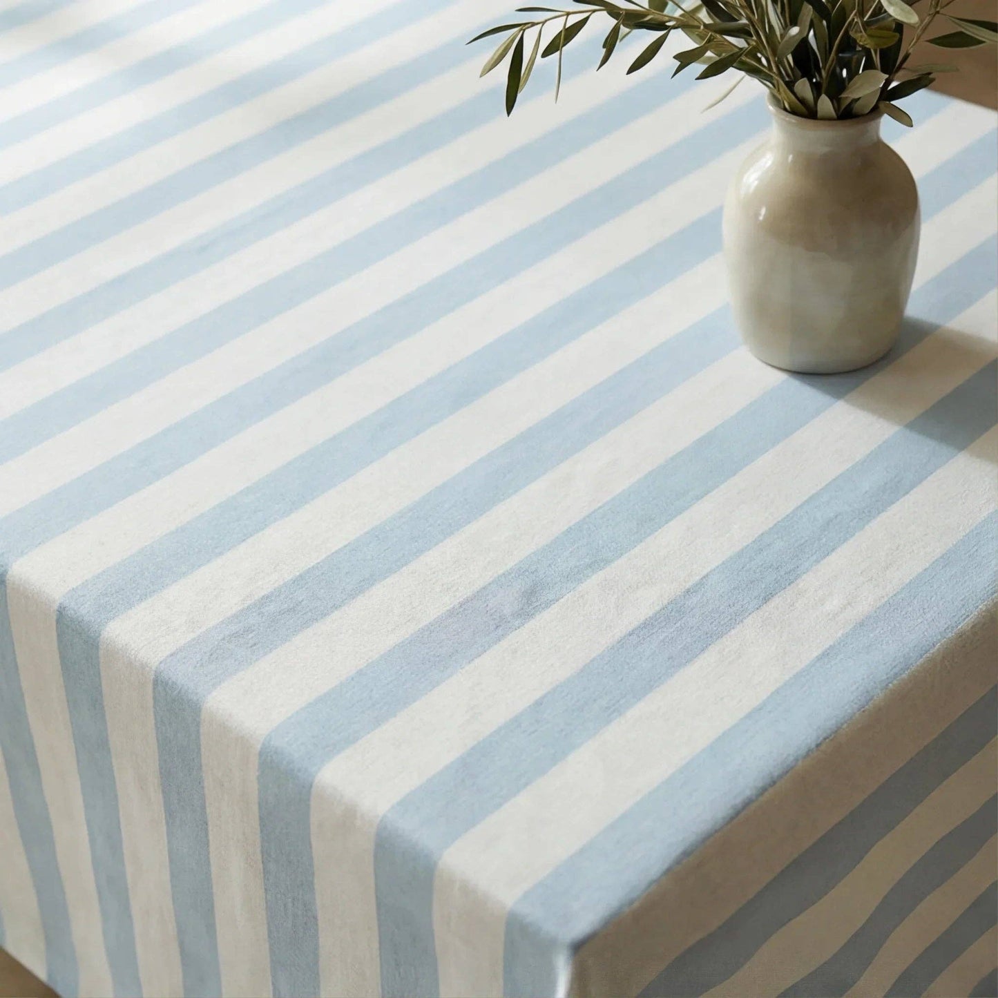 Amalfi Stripe Waterproof Organic Cotton Tablecloth – 250 x 155 cm