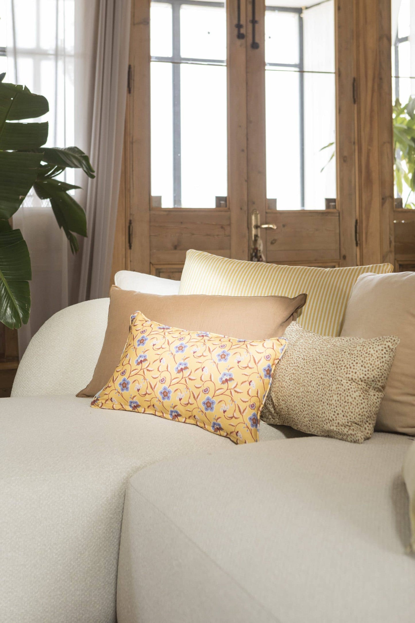 Yellow Victoria Floral Cushion