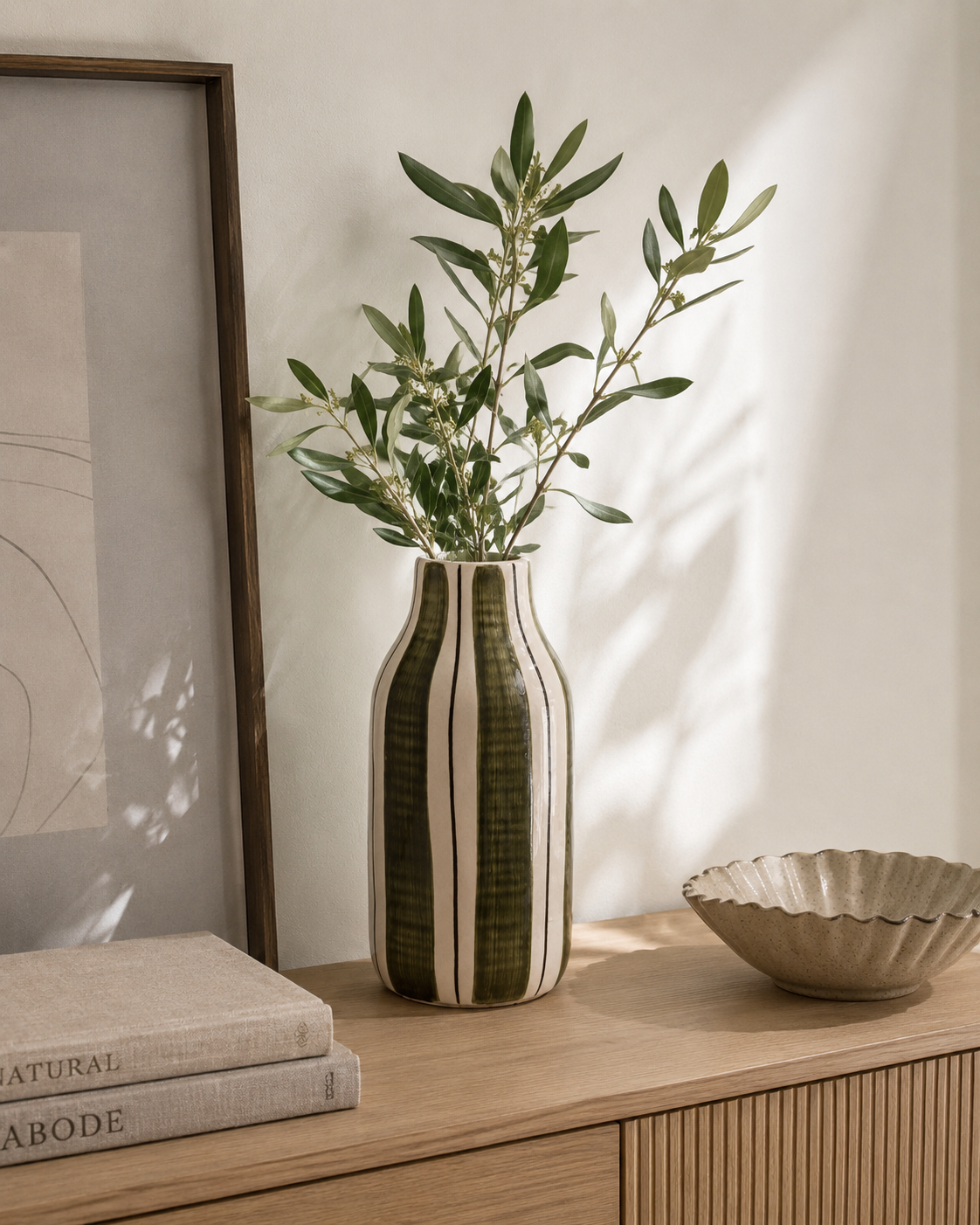 Large Khaki Striped Giulia Vase