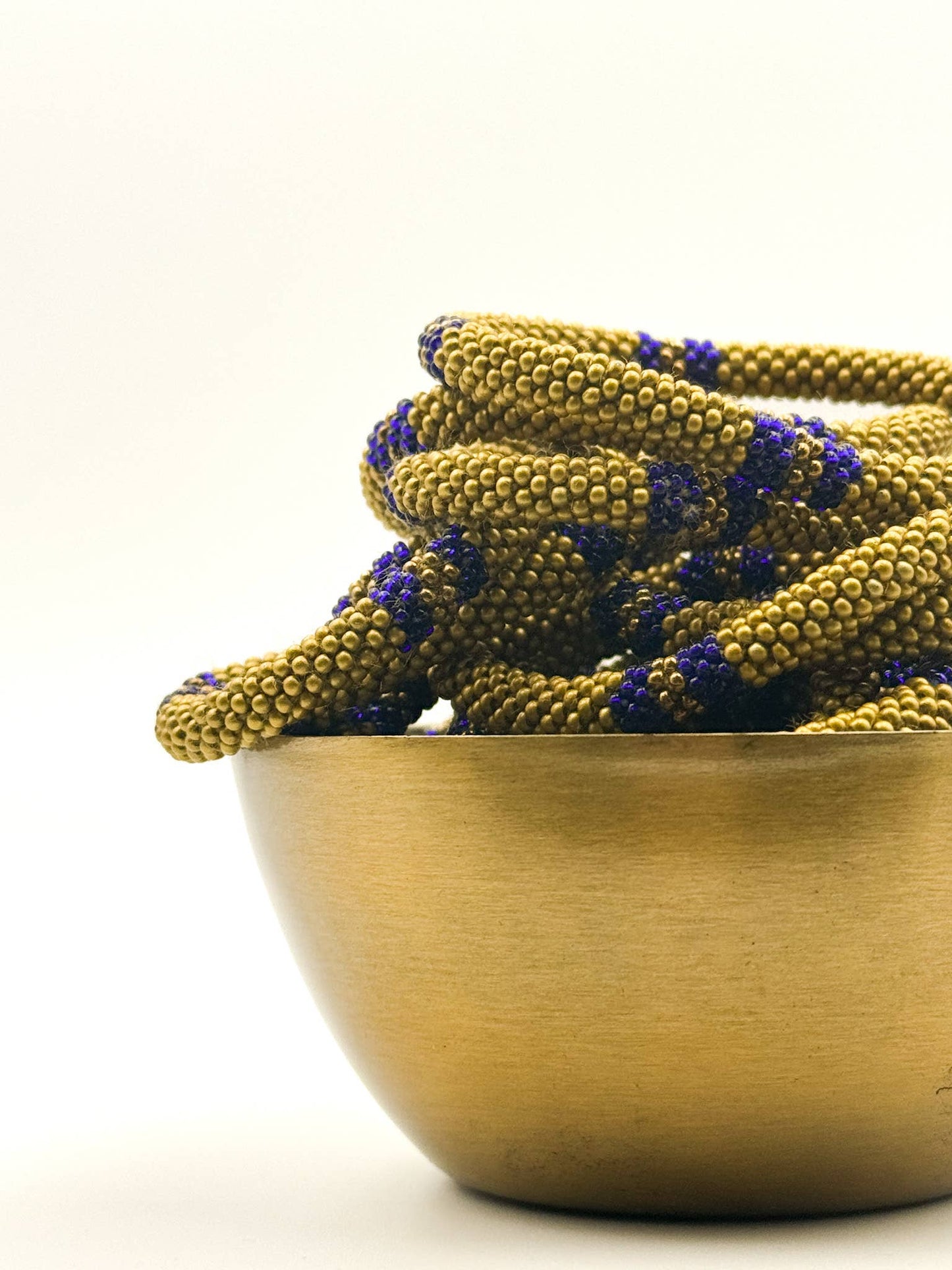 Nepalese Handmade Beaded Bracelet - Mustard & Deep Blue