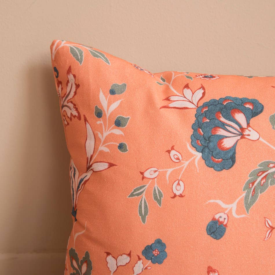 Salmon Chintz Cushion