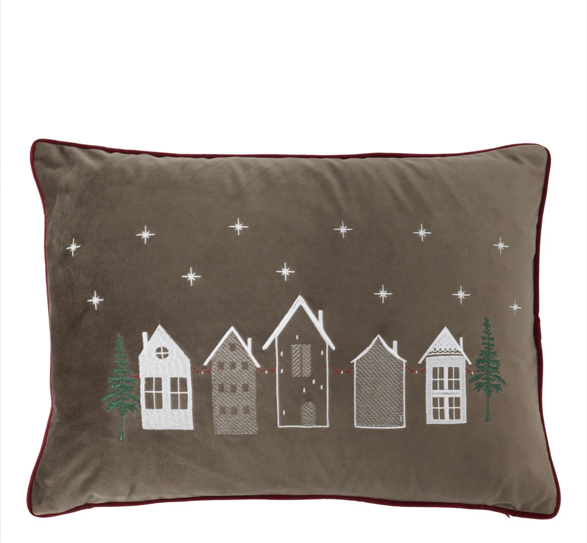 Christmas Village Velvet Cushion