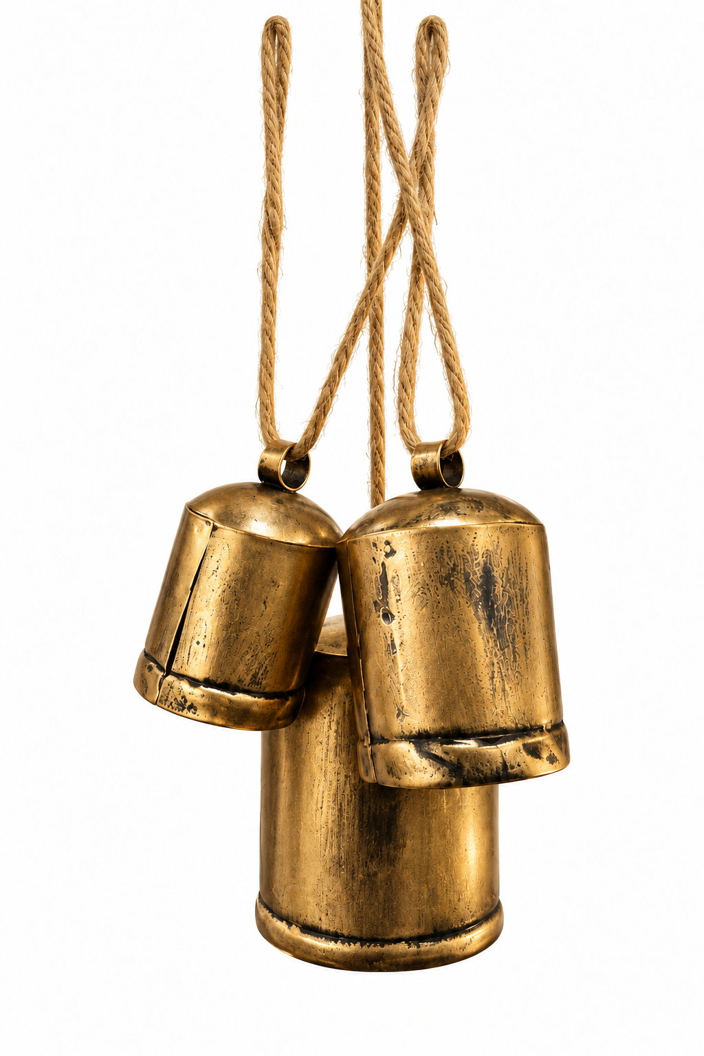 Aged Gold Cow Bells - Set of 3