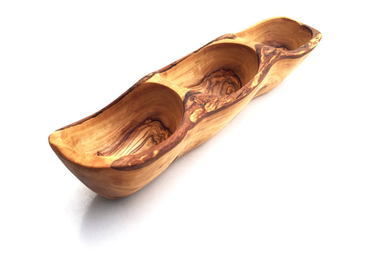 Handmade Olive Wood Dip & Snack Server